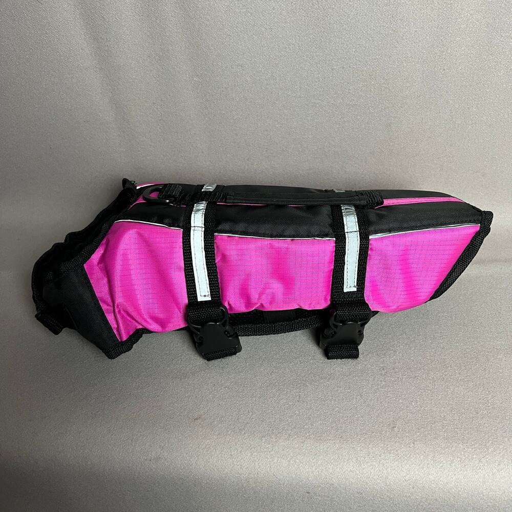 Petco Dog Life Jacket Vest Small Pink Black Reflective Adjustable Swim Flotation